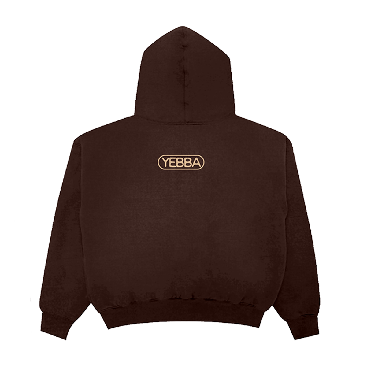 Brown hoodie with 'YEBBA' logo on the back